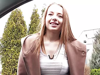 Hitchhiking Russian teen Olivia Grace gets her pussy pounded inside the car
