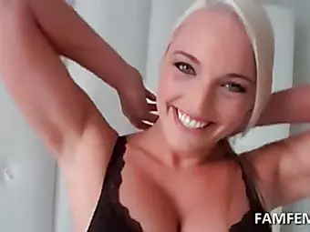 Splendid blonde plays with her perky tits