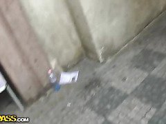 Blonde with perfect body gets naked in public