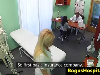European nurse fingered by a busty patient