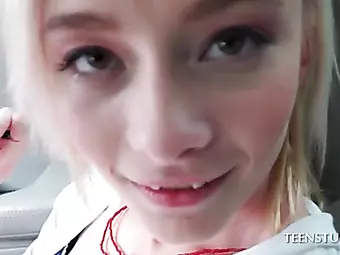 Blonde cutie gets pink quim masturbated in POV