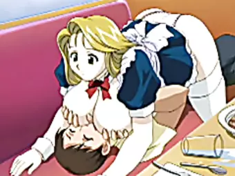 Busty hentai maid gets squeezed her bigtits