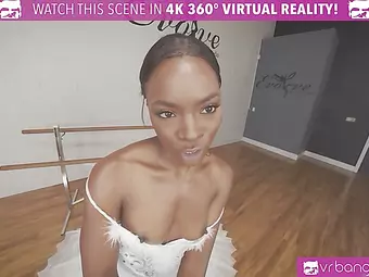 VRBangers.com - Sexy Ebony Ballerina gets her pussy stretched and fucked hard