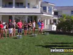 Amateur swingers enjoy a blistering orgy in the red room with so much oral sex.
