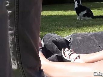 Perv grandpa gives some lotion to a sunbathing teen