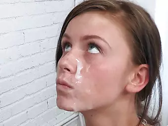 Gorgeous teen fucked by a huge cock and jizzed in her face