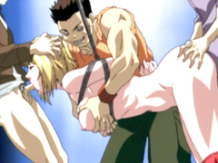 Bondage hentai brutally gangbanged by bandits