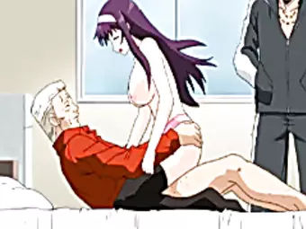 Japanese hentai sucking and riding her boss bigcock
