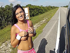 Pounding a stranded hot and busty teen latina Nadia Capri