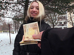 Blonde babe Mina took money and fucked