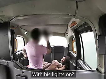 Big tits ebony babe receives a hot cum after sex inside the cab