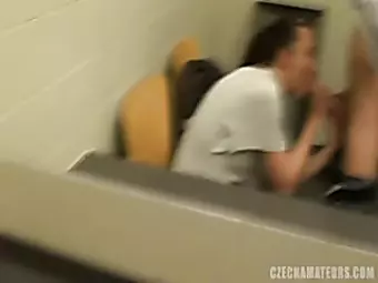 HORNY BRUNETTE GETS FUCKED IN PUBLIC TOILETS